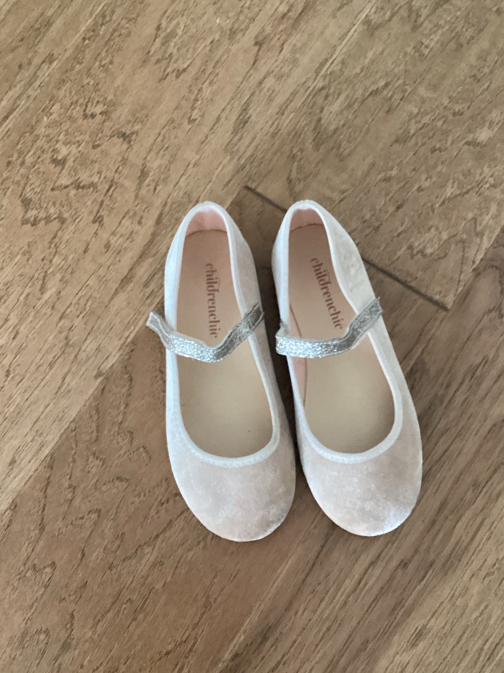 Girls' champagne Velvet Mary Jane with glitter Strap